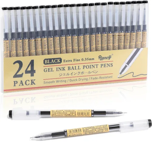 Miniatura 13 de Paquete de 12 bolígrafos de tinta de gel azul, punta extrafina de 0.014 in, papelería de estilo japonés, secado rápido, sin mancha, sin sangrado
