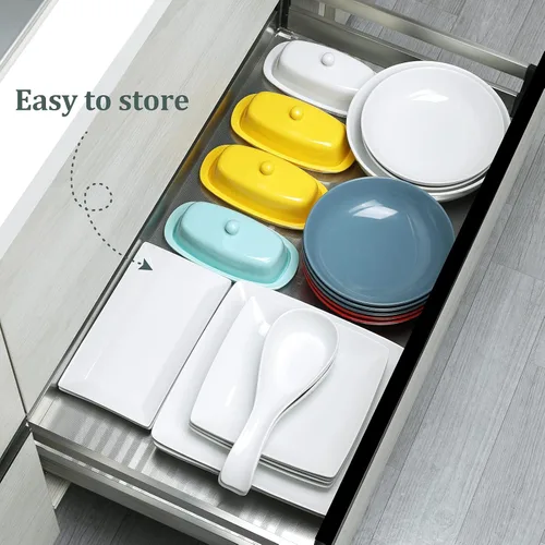 Miniatura 6 de Platos cuadrados de porcelana para postre, platos cuadrados de 8.4 pulgadas para carne, pasta, ensalada, aperitivos, postre, platos de aperitivos