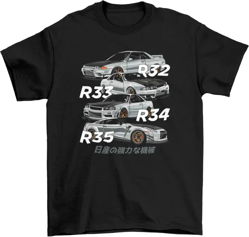 Miniatura 6 de GTR Skyline R32 R33 R34 R35 Import Camiseta de carreras japonesas Regalo de manga corta de coche de carreras para entusiastas del automóvil