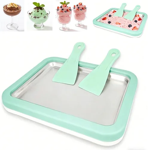 Miniatura 5 de Máquina de helados enrollados, máquina de helado instantáneo, sartén/rollo de gelato instantáneo, placa fría de acero inoxidable SUS304 de grado
