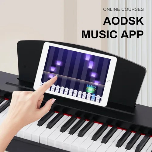 Miniatura 6 de AODSK Piano digital para principiantes, teclado de 88 teclas, piano eléctrico de tamaño completo para principiantes, con soporte de partituras