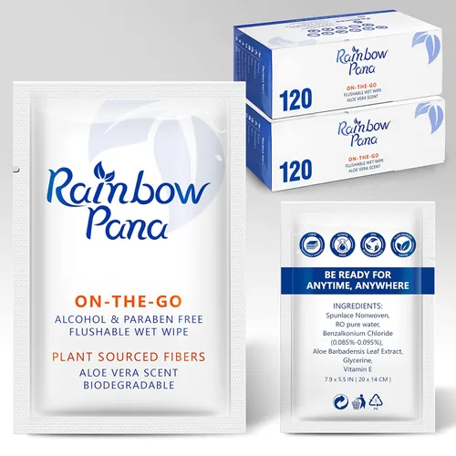Miniatura 12 de RainbowPana Toallitas desechables, 40 unidades, PARA LLEVAR envueltas individualmente - Toallitas para glúteos para mujeres y hombres, Toallitas