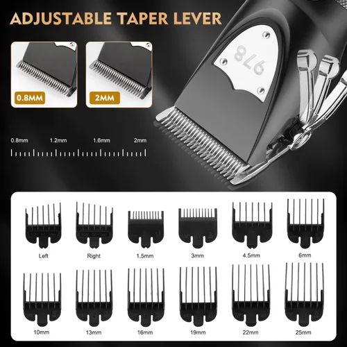 Miniatura 3 de Suttik Juego de cortapelos profesional para hombres, kit de peluquería y recortadora, afeitadoras eléctricas de aluminio para hombres con estuche