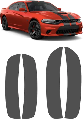 Miniatura 8 de Superposiciones agresivas para Dodge Charger 2015-2020. Superposiciones de luz de marcador lateral tintada delantera y trasera. Lámina de vinilo