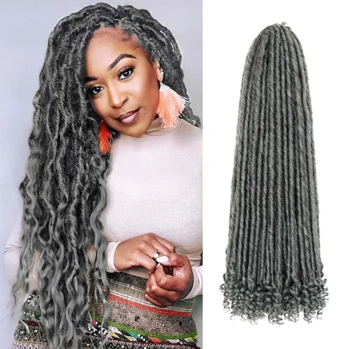 Miniatura 24 de 6 paquetes de cabello de ganchillo Goddess Locs, locs falsos rectos de 12 pulgadas para ganchillo, extensiones de cabello sintético suave rizado