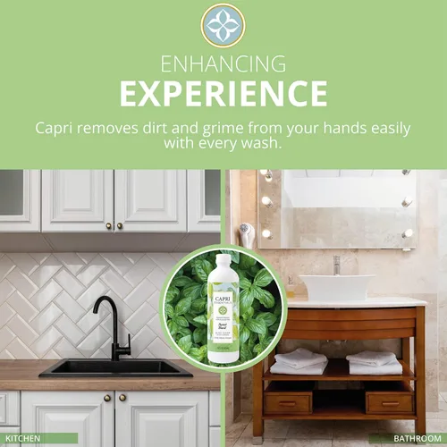 Miniatura 3 de CAPRI ESSENTIALS Jabón líquido para platos, suministros de limpieza naturales para el hogar, detergente aromático para platos a base de plantas