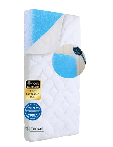 Miniatura 11 de Babelio Colchón para cuna, colchón para cama infantil, colchón de espuma viscoelástica, doble cara con funda Tencel y forro impermeable