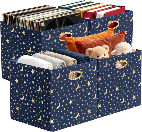 Miniatura 13 de Posprica Contenedores de almacenamiento, cubos de almacenamiento, 11 × 11 cajones de tela organizadores, cajas de contenedores