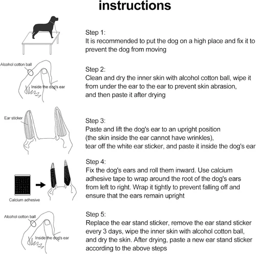 Miniatura 9 de 1 par de calcomanías para orejas de perro, herramienta de soporte vertical de corrección fija de oreja de perro, soporte vertical para orejas