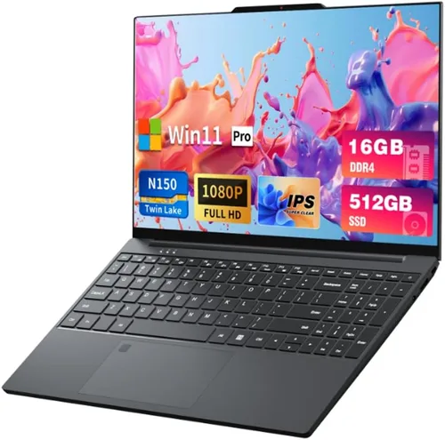 Miniatura 8 de Laptop 2025, portátiles de 15.6 pulgadas con procesador N150 (supera al i3-1115G4, hasta 3.6GHz), portátil de juegos con 16GB RAM 1TB SSD