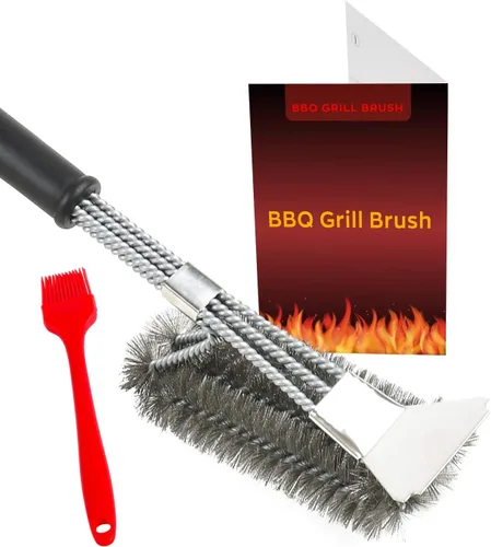 Miniatura 8 de Cepillo de parrilla sin cerdas para una limpieza segura, cepillo limpiador para rejillas de gas/porcelana/charbroil, herramienta de barbacoa