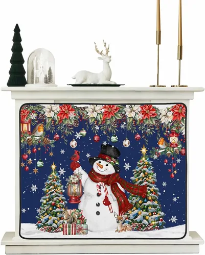 Miniatura 53 de Cubierta magnética azul para chimenea, detiene la pérdida de calor, pantalla de chimenea para interiores, bolas de gnomos de Navidad, árbol de copo