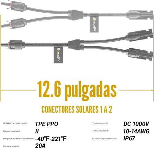 Miniatura 7 de BougeRV - Kit de herramientas de enchufe de cable adaptador paralelo para panel solar de derivación en Y