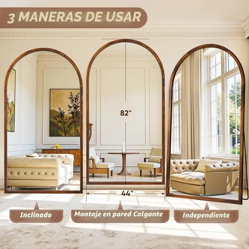 Miniatura 7 de Espejo de Cuerpo Completo 82"×44" Espejo de Piso Espejo Alto de Pie, Espejo Grande Arqueado de Pie, Espejos de Cuerpo Completo Independientes