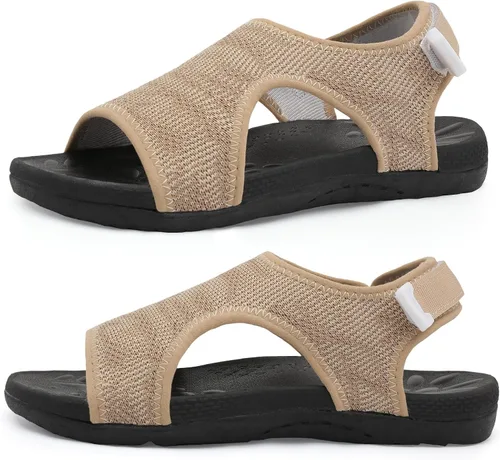 Miniatura 10 de XIHALOOK Sandalias ortopédicas para caminar para mujer con ganchos ajustables, puntera abierta, sandalias deportivas de punto transpirable