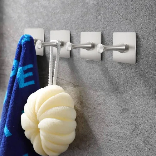 Miniatura 3 de DGYB Ganchos autoadhesivos para colgar, juego de 4 ganchos de pared adhesivos de acero inoxidable de alta resistencia de níquel cepillado, ganchos