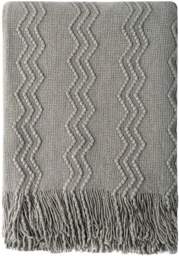 Miniatura 58 de Bourina Manta de punto decorativa con textura, unicolor y suave, para sofá, 50 x 60 pulgadas, almendra