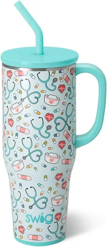 Miniatura 17 de Swig Life - Taza Mega de 40 onzas, Taza de 40 oz con asa y pajita, apta para portavasos, apta para lavavajillas, taza aislante extra grande