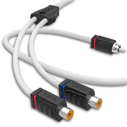 Miniatura 3 de DS18 MOFCR-1F2M 1 Hembra 2 Macho Altavoz de Audio para Coche Marino Estaño OFC RCA Y Splitter Adaptador Cable Conector