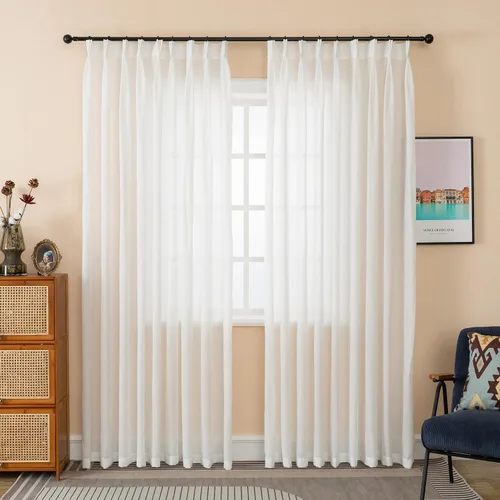 Miniatura 12 de Cortinas traslúcidas blancas con pliegues elegantes de 84 pulgadas, 1 panel, cortinas plisadas para sala de estar, puerta corrediza de vidrio