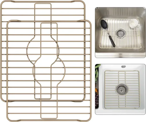 Miniatura 9 de Better Houseware Protectores de fregadero para fregadero de cocina, rejilla protectora de metal, 12 x 10.25 x 1 pulgadas, tapete negro