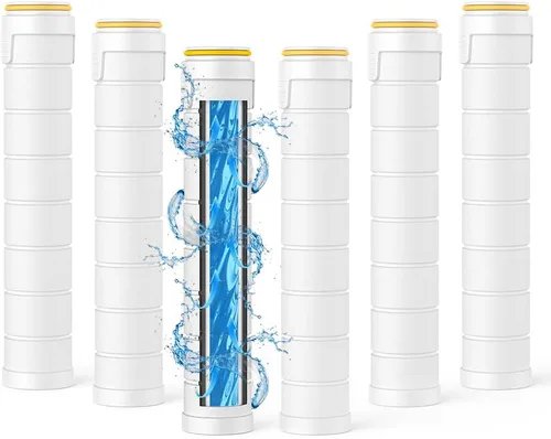 JOMST Filtro de ducha para cabezal de ducha de mano, paquete de 6 filtros de 18 etapas para agua dura, elimina el cloro y sustancias nocivas, solo
