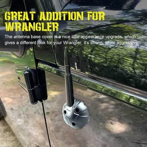 Miniatura 4 de Cubierta base de antena de aluminio para antena de radio, carcasa anodizada, base de cubierta de antena compatible con Jeep Wrangler JK JKU JL JLU
