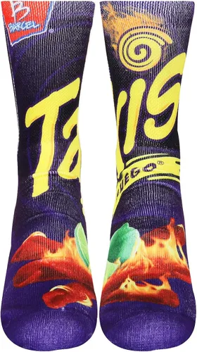 Miniatura 4 de STEPUP SOX Calcetines unisex divertidos y coloridos con estampado de calaveras de alimentos en 3D calcetines de tubo de baloncesto Takis Fuego M