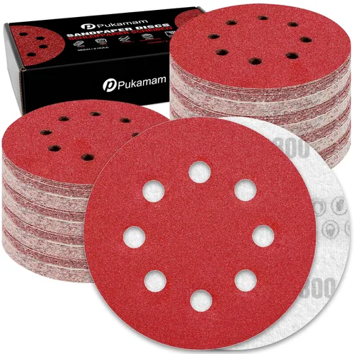 Miniatura 7 de 2 almohadillas de repuesto para lijadora de 5 pulgadas, 8 agujeros de gancho y bucle con 3 orificios para tornillos para lijadora orbital aleatoria