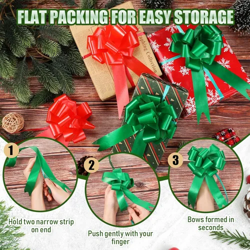 Miniatura 2 de 100 lazos de Navidad de 5 pulgadas para envoltura de regalos, lazos de envoltura de regalos con cinta para regalos de Navidad, decoración de boda