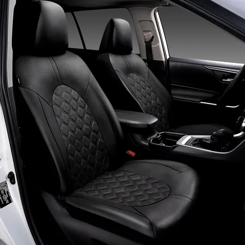 Miniatura 2 de CAROMOP Fundas de asiento de coche de cuero PU de lujo, juego delantero - Fundas de asiento impermeables y antimanchas para automóviles, fundas