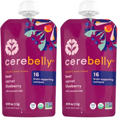 Miniatura 30 de Cerebelly Paquete variado de bolsas de comida orgánica para bebés, purés de verduras y frutas, 16 nutrientes, sin azúcar añadido, fibra y sin OMG, 4