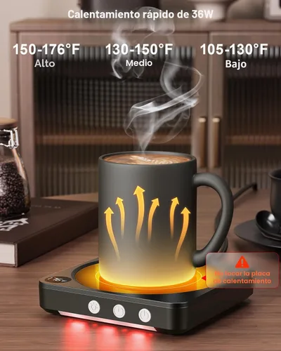 Miniatura 3 de Calentador de tazas – Calentador de taza de café de 36 W para escritorio con pantalla de temperatura, apagado automático de 2 a 12 horas, calentador