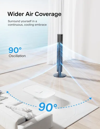 Miniatura 3 de PELONIS - Ventilador de torre de 42 pulgadas para dormitorio – 26 pies/s, ventilador de torre oscilante de 90° con control remoto, pantalla LED