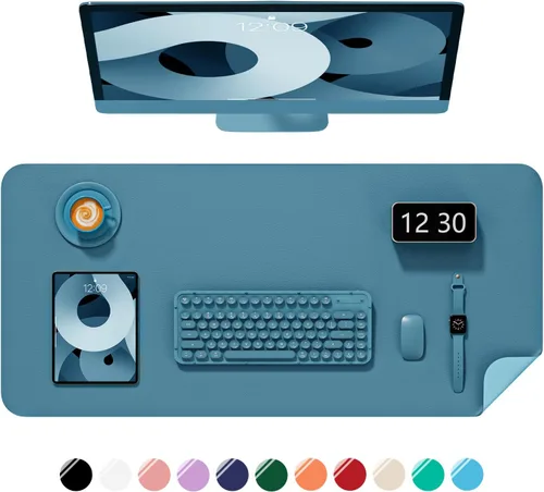 Miniatura 16 de Alfombrilla de escritorio, 60 x 35 cm, de piel sintética, antideslizante, alfombrilla grande para mouse para escritorio, impermeable, almohadilla