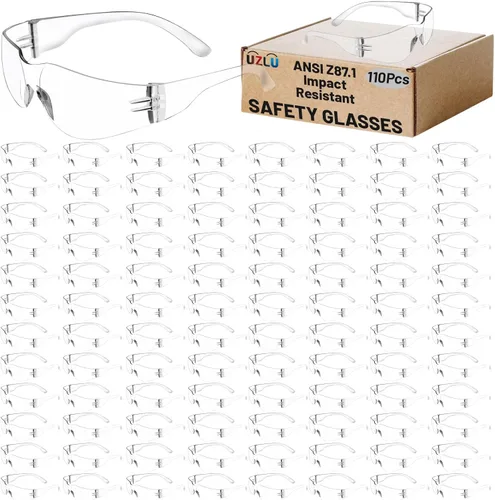 Miniatura 14 de 50 lentes de seguridad unisex a granel de 8 colores transparentes con ANSI Z87.1, resistentes a impactos y arañazos, lentes de sol de seguridad