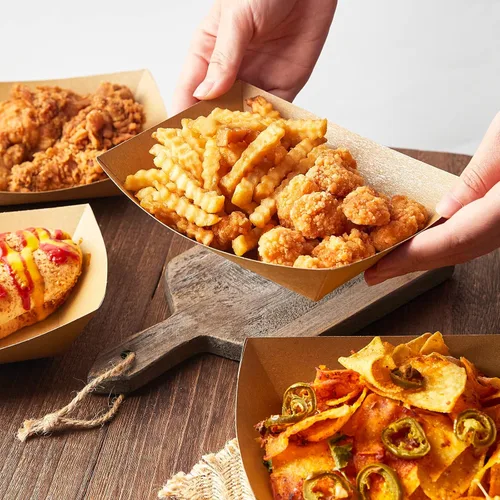 Miniatura 5 de ZORRITA - Bandejas de papel para alimentos de 3 libras - Paquete de 100 bandejas desechables para nachos, bandejas de papel kraft para tacos, cestas