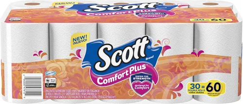Miniatura 22 de Scott ComfortPlus - Papel higiénico con tubo perfumado suave a lavanda, 12 mega rollos, 310 hojas por rollo, apto para fosas sépticas, papel