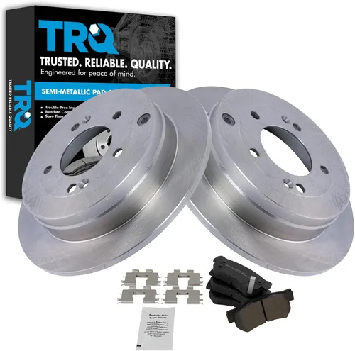 Miniatura 180 de TRQ Juego de pastillas de freno semimetálicas traseras y rotores compatibles con Chevrolet Trailblazer 02-06 Trailblazer EXT 04-06 SSR 02-07 GMC