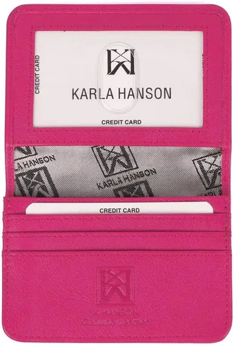 Miniatura 2 de Karla Hanson Tarjetero de cuero con bloqueo RFID Rosa encendido