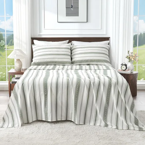 Miniatura 40 de Juego de sábanas de lino 100% tamaño King, juego de sábanas de lino transpirable y duradero de 4 piezas, ropa de cama suave para todas