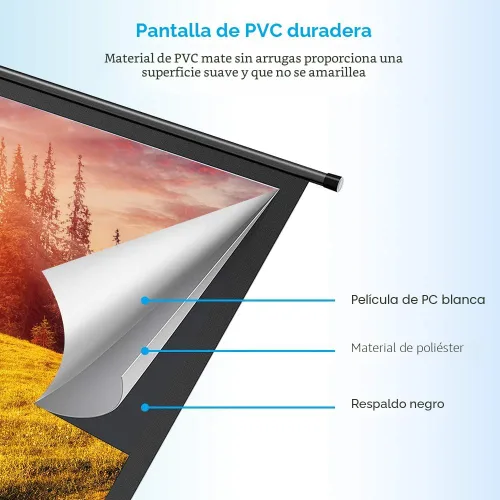 Miniatura 4 de Pantalla de proyector motorizada de 100 pulgadas, pantalla de cine eléctrica HD 16:9 con control remoto, montaje en pared/techo para cine en casa
