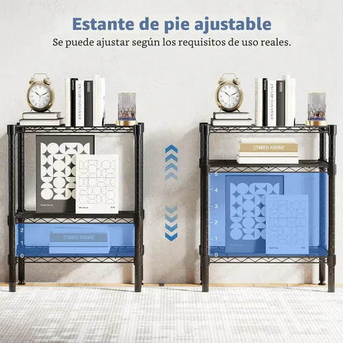 Miniatura 4 de DUMOS Estantes de almacenamiento de alambre de metal de 3 niveles, estante de almacenamiento ajustable de pie, organizador de unidad de estantería