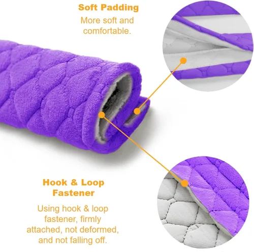 Miniatura 3 de Paquete de 5 Almohadillas Protectoras Suaves y Cómodas para Cinturón de Seguridad de Automóvil para Proteger el Cuello y los Hombros (Morado)