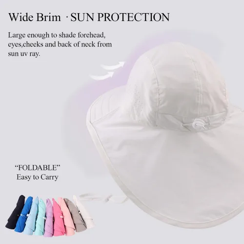 Miniatura 77 de Sombrero de verano para niños pequeños con solapa para el cuello, impermeable, sombrero de natación para niños, protección UV, sombrero de playa