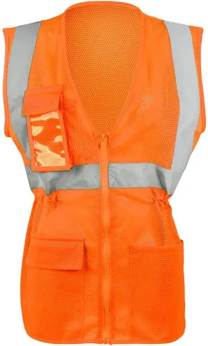 J. J. Keller & Associates, Inc. Chaleco de seguridad de alta visibilidad para mujer con tiras reflectantes, tipo R Clase 2, SAFEGEAR Naranja