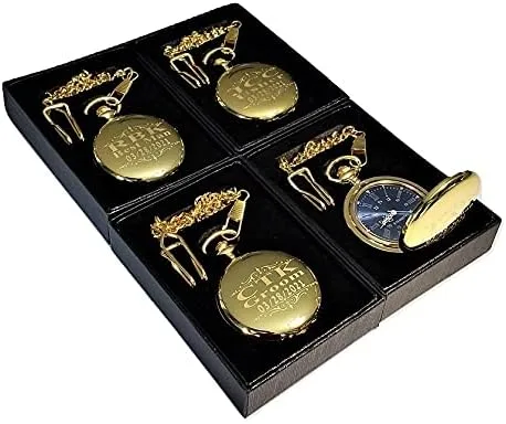 Miniatura 9 de 1 reloj de bolsillo personalizado, regalo grabado de estilo vintage. Caja incluida, cadena de acero inoxidable y grabado incluidos, padrinos