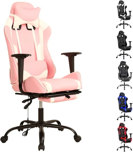 Miniatura 9 de Reposacabezas de soporte lumbar para computadora de PC, respaldo alto, para oficina, videojuegos, silla giratoria para niños o adultos, azul