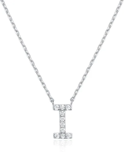 Miniatura 19 de PAVOI 14K White Gold Plated Cubic Zirconia Initial Necklace Letter Dainty Necklaces for Women