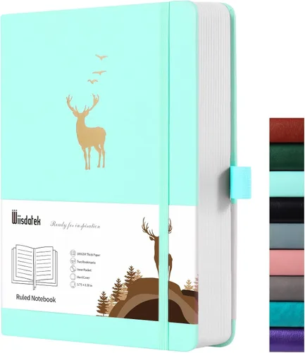 Miniatura 10 de Cuaderno rayado A5 - 312 páginas numeradas, diarios de cuero para escribir, contenido de 3 páginas de índice, papel grueso de 100 g/m², tapa dura